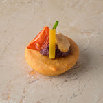 Almond cake, Marconi almond, smoked tomato, harissa olive tapenade, preserved lemon