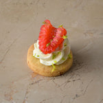 Amaretti and Tonka bean cheesecake, fresh raspberry, lime zest