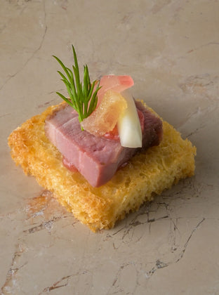 Black Mountain smoked duck breast, rhubarb chutney, brioche, candied ginger, fennel