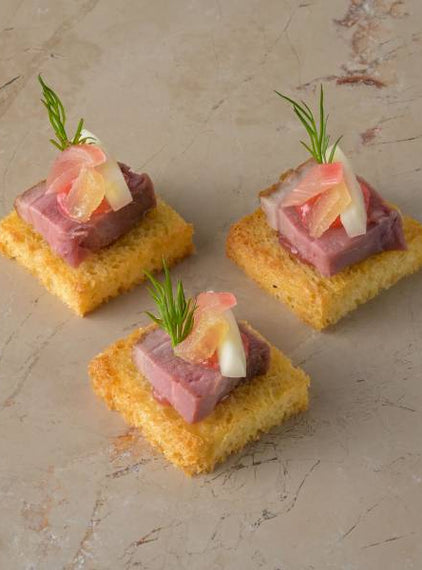 Black Mountain smoked duck breast, rhubarb chutney, brioche, candied ginger, fennel