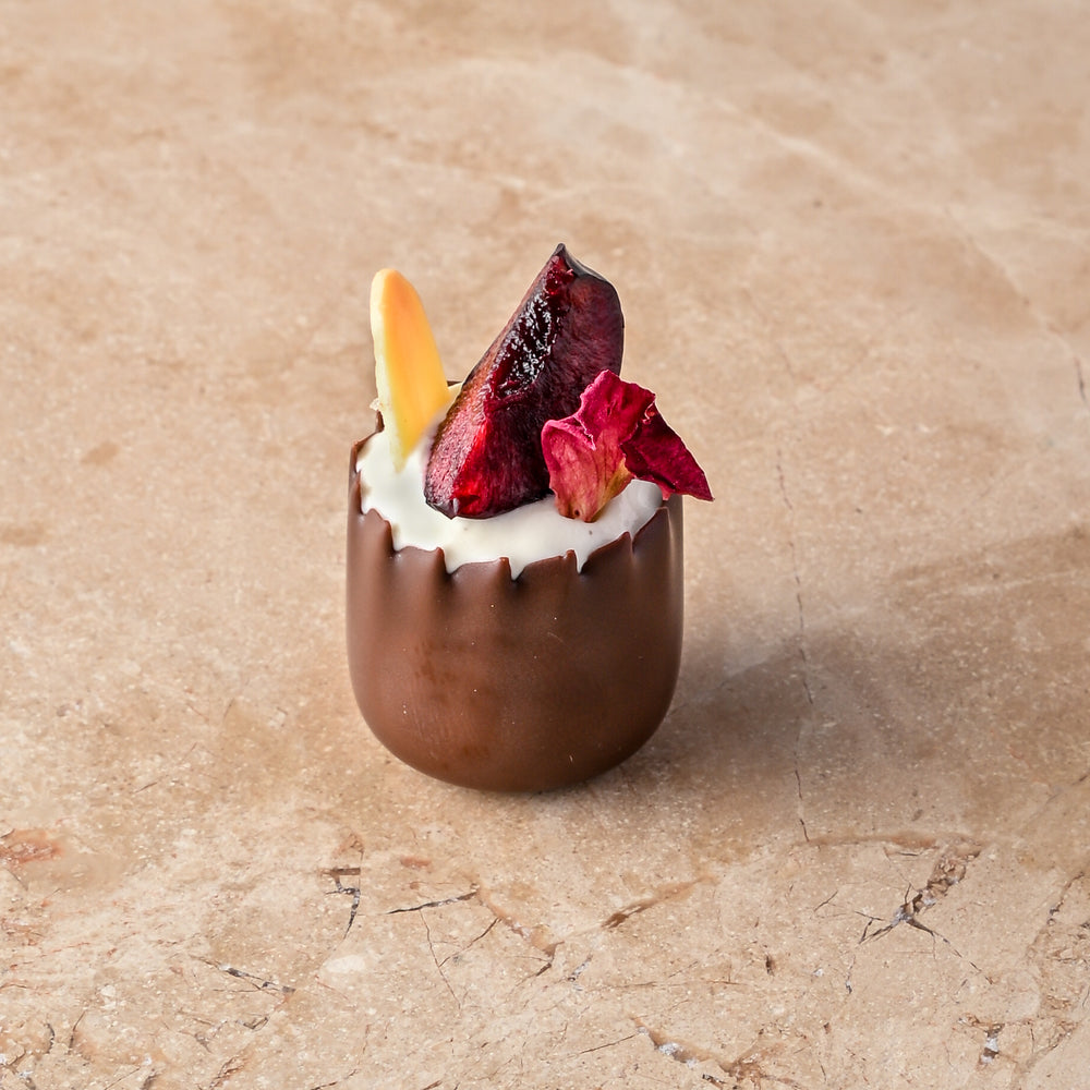 Black forest chocolate cup, chocolate ganache, kirsch cherry, vanilla creme (GF)