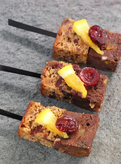 Dark Rum, dried fruit cake, chocolate truffle