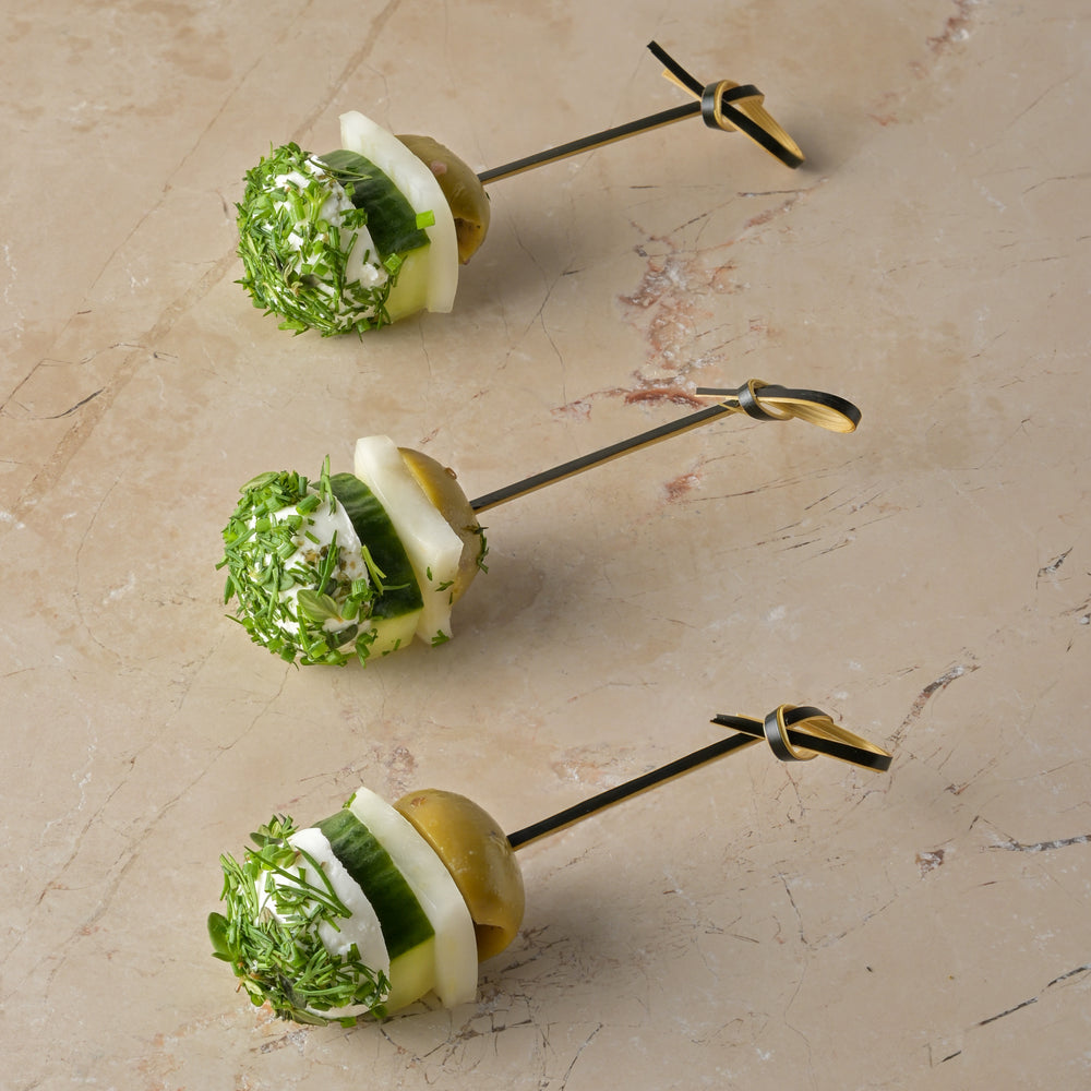 Dill and chive rolled Boilie goats cheese, raw fennel, coriander pickled cucumber, green olive (GF)