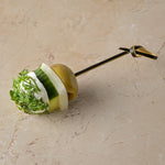 Dill and chive rolled Boilie goats cheese, raw fennel, coriander pickled cucumber, green olive (GF)