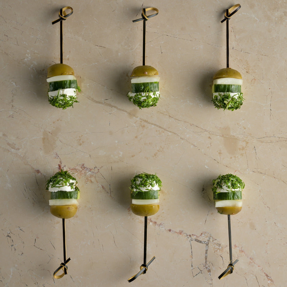 Dill and chive rolled Boilie goats cheese, raw fennel, coriander pickled cucumber, green olive (GF)