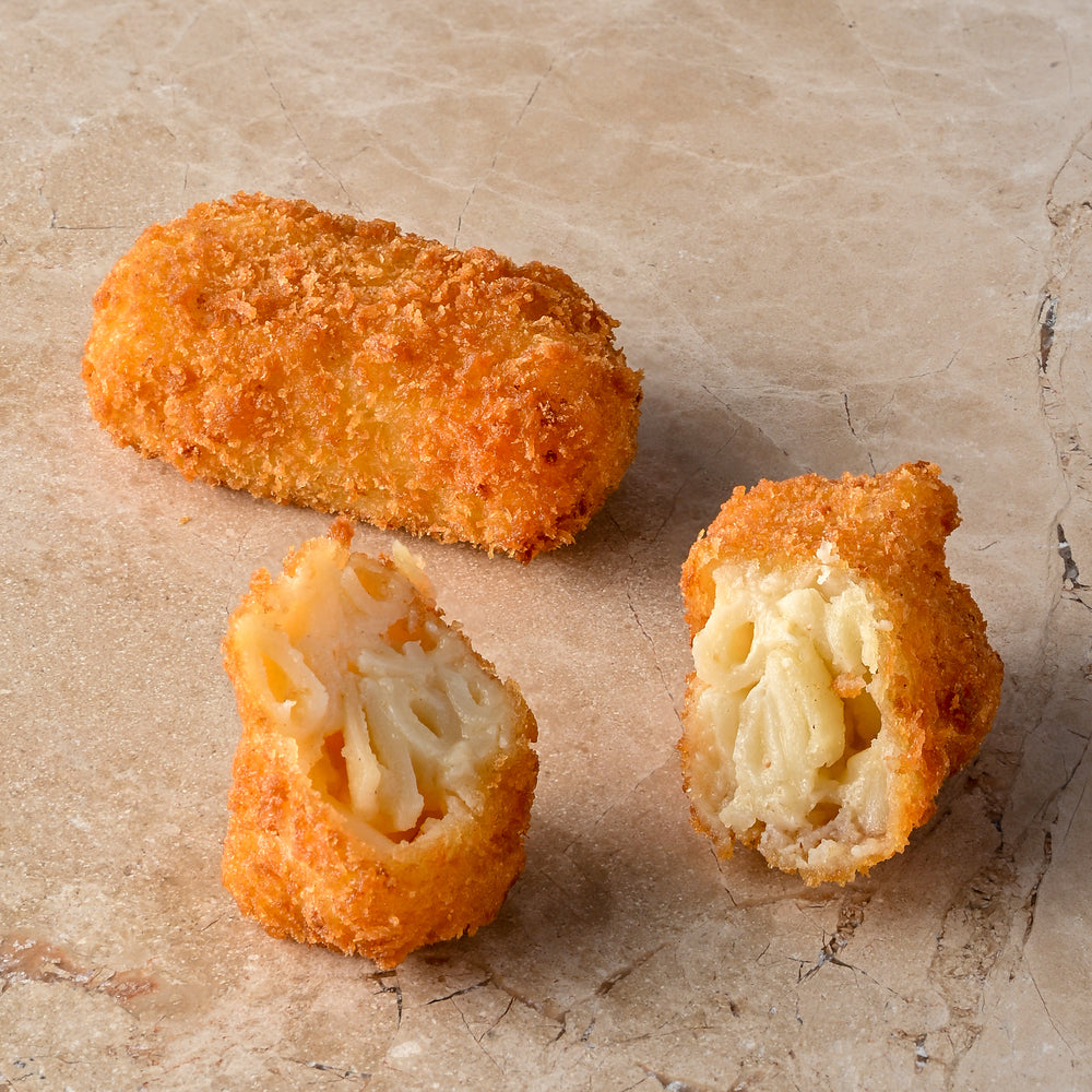 Mac-n-cheese croquette with cheesy dipping sauce