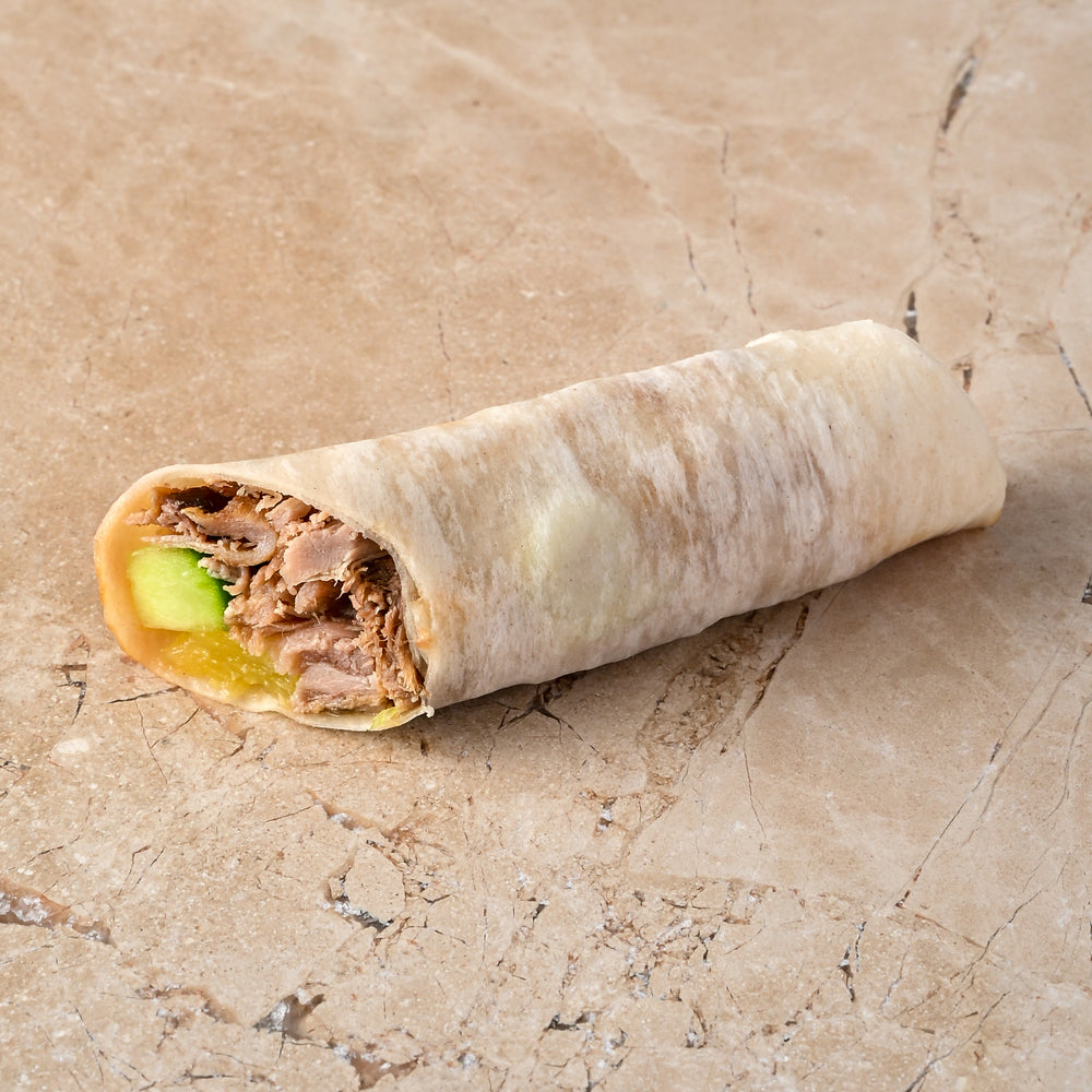 Peking duck spring rolls, hoi-sin, cucumber, pineapple