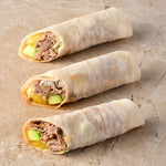 Peking duck spring rolls, hoi-sin, cucumber, pineapple