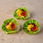 Pickled cauliflower, red pepper hummus, pomegranate, roast beetroot, baby gem, toasted spices (GF)