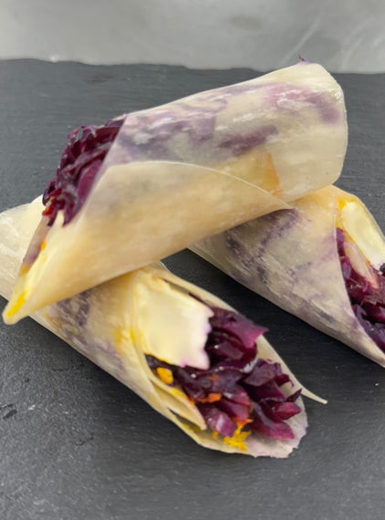 Red cabbage, walnut, orange, maple roasted celeriac, pancake