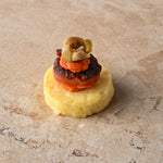 Seared chorizo, tortilla, oregano and tomato puree, caper flower (GF)