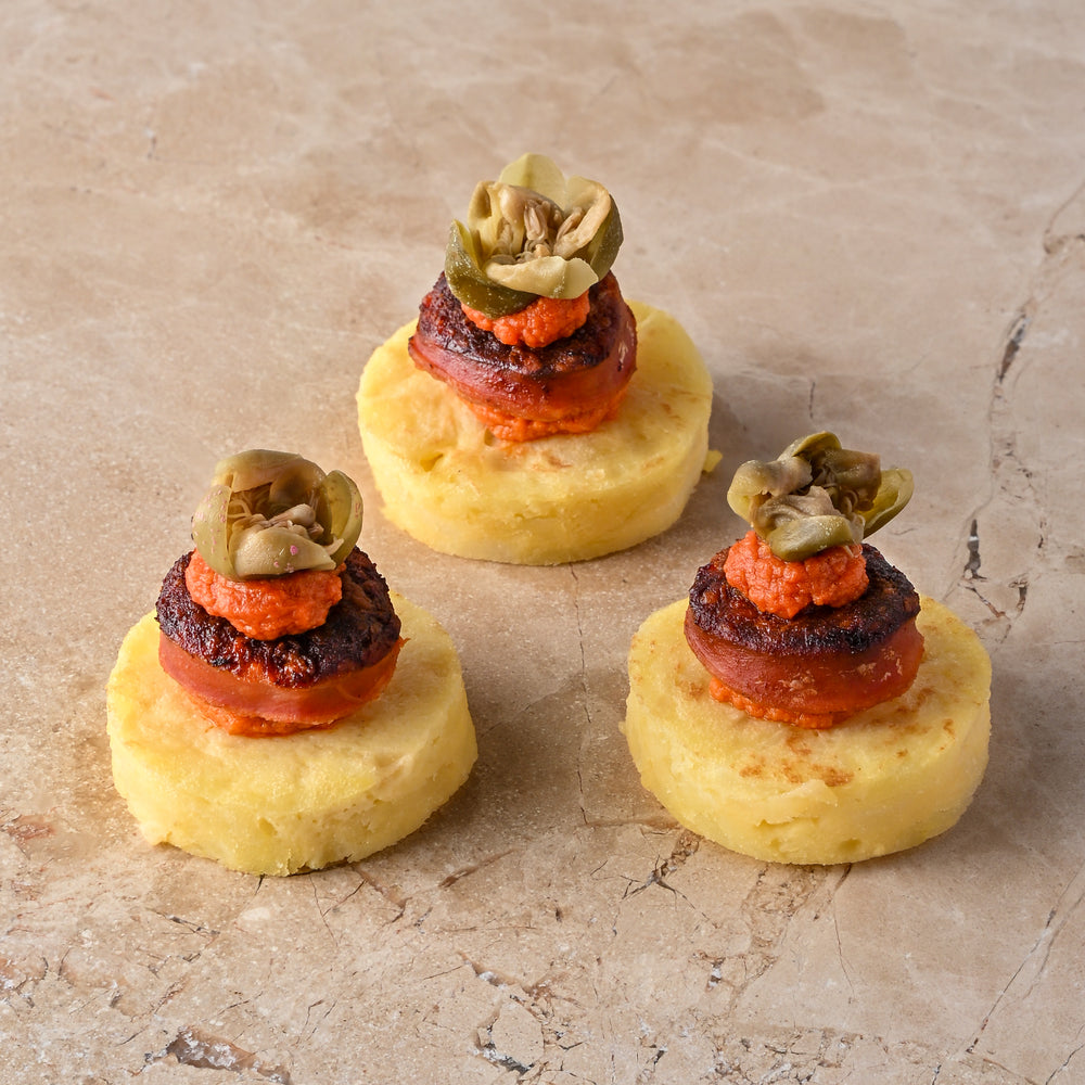 Seared chorizo, tortilla, oregano and tomato puree, caper flower (GF)