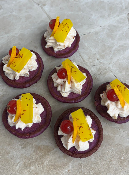 Smoked trout pate, beetroot blini, redcurrant, orange