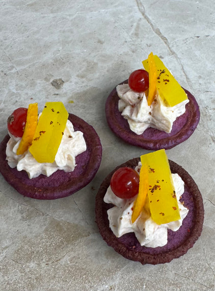 Smoked trout pate, beetroot blini, redcurrant, orange