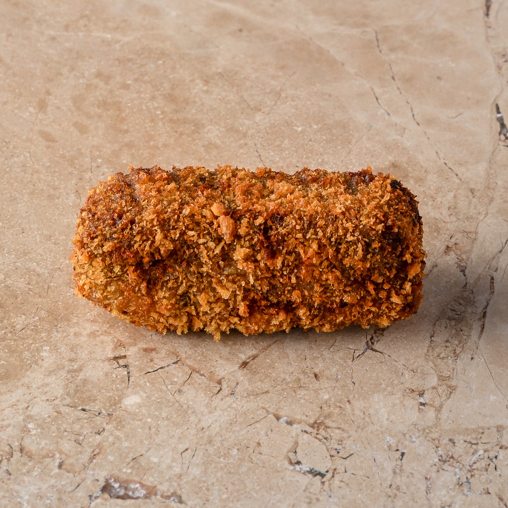 Spiced beef brisket and roasted onion croquette, chipotle, mustard mayo