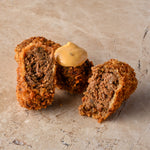Spiced beef brisket and roasted onion croquette, chipotle, mustard mayo