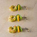 Tom-yam spiced steamed prawn, mange tout, fresh mango (GF)