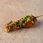 Yakitori chicken skewer, toasted sesame, soy ginger, spring onion