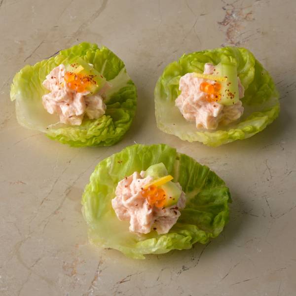 Hot smoked trout pate, sweet pickle cucumber, baby gem, trout roe - Image 2